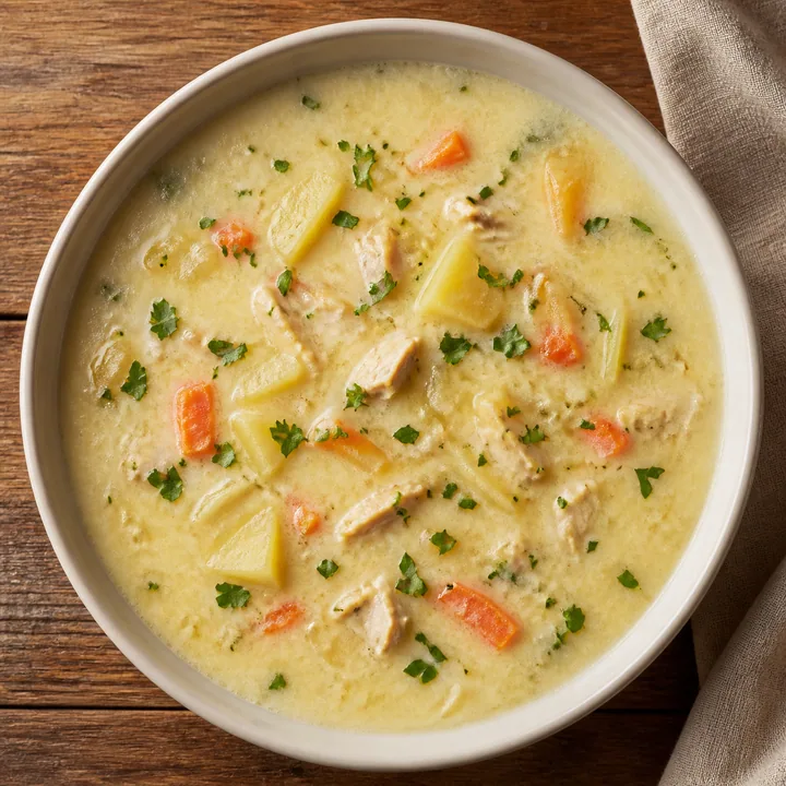 Сливочно-сырный суп с курицей